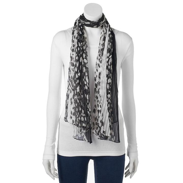 Apt. 9&reg; Pleated Leopard-print Wrap Scarf, Women's, Natural