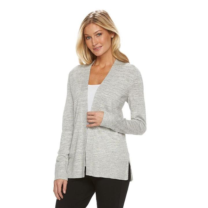 Women's Croft & Barrow&reg; Essential Open Front Cardigan, Size: Xxl, Light Grey