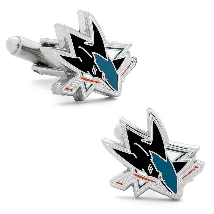 San Jose Sharks Rhodium-plated Cuff Links, Men's, Multicolor
