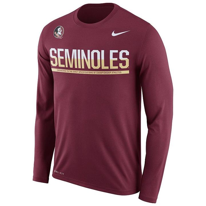 Men's Nike Florida State Seminoles Legend Staff Sideline Dri-fit Long-sleeve Tee, Size: Small, Ovrfl Oth