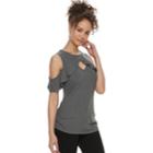 Juniors' Candie's&reg; Cold-shoulder Ruffle Top, Teens, Size: Medium, Light Grey