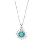 Sterling Silver Simulated Turquoise Sun Pendant Necklace, Women's, Size: 18, Blue