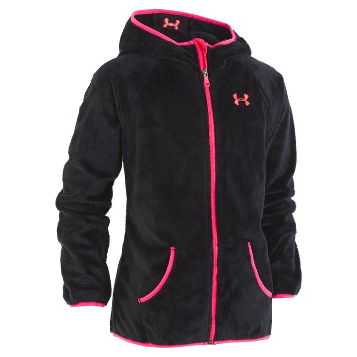 Girls 7-20 Under Armour Cozy Hooded Fleece Lightweight Jacket, Size: 7-8, Black