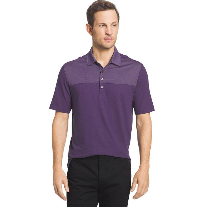 Big & Tall Van Heusen Classic-fit Colorblock Self-collar Feeder Polo, Men's, Size: L Tall, Purple Oth
