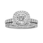 14k White Gold 1 1/2-ct. T.w. Cushion-cut Igl Certified Diamond Frame Ring Set, Women's, Size: 8.50