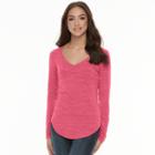 Juniors' So&reg; Long Sleeve V-neck Tee, Teens, Size: Xl, Pink