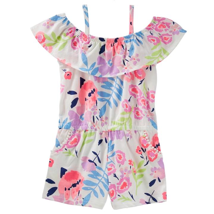 Toddler Girl Oshkosh B'gosh&reg; Print Off-the-shoulder Romper, Size: 3t, Floral White
