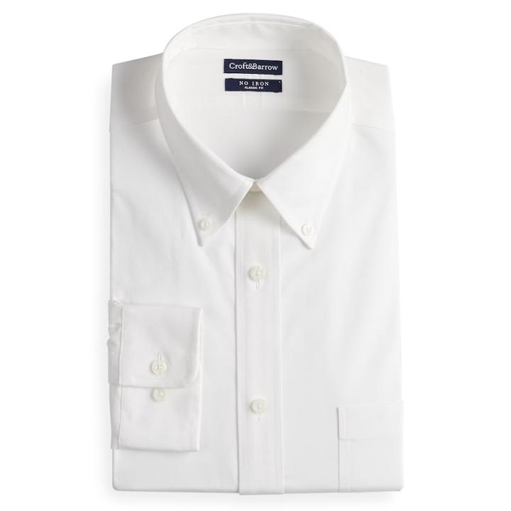 Men's Croft & Barrow&reg; Regular-fit Non-iron Stretch Dress Shirt, Size: 16.5-32/33, White