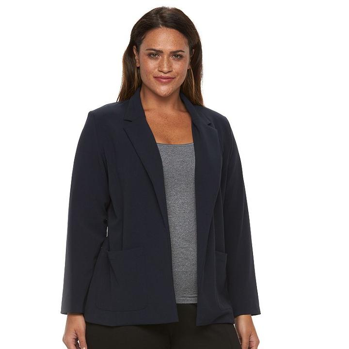 Plus Size Briggs Bi-stretch Solid Jacket, Women's, Size: 2xl, Blue (navy)