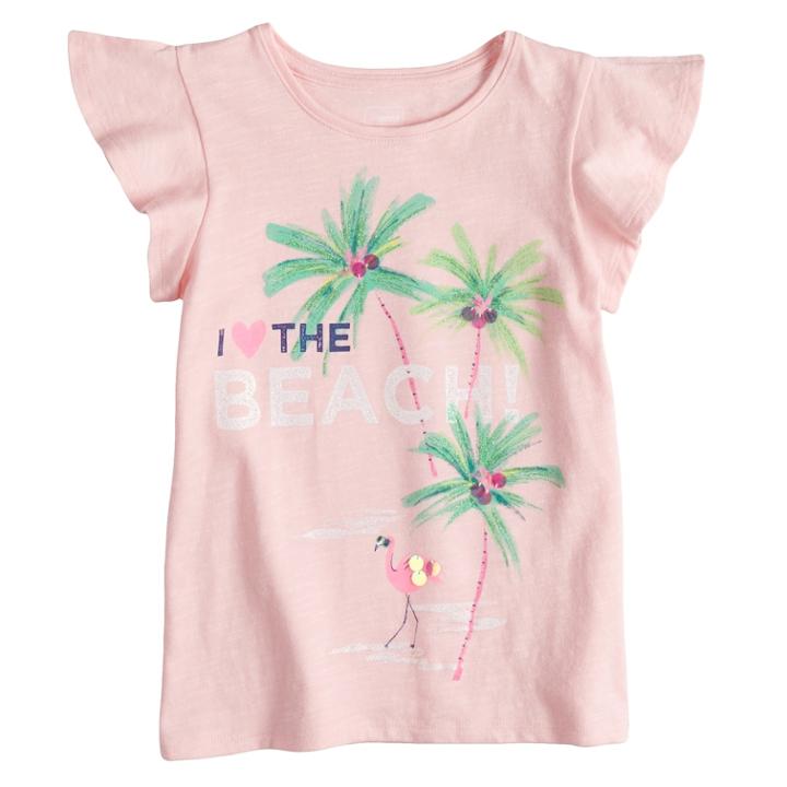 Girls 4-12 Sonoma Goods For Life&trade; Split Flutter Sleeve Graphic Tee, Size: 4, Light Pink