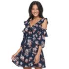 Juniors' Trixxi Ruffle Cold Shoulder Skater Dress, Teens, Size: Large, Med Blue