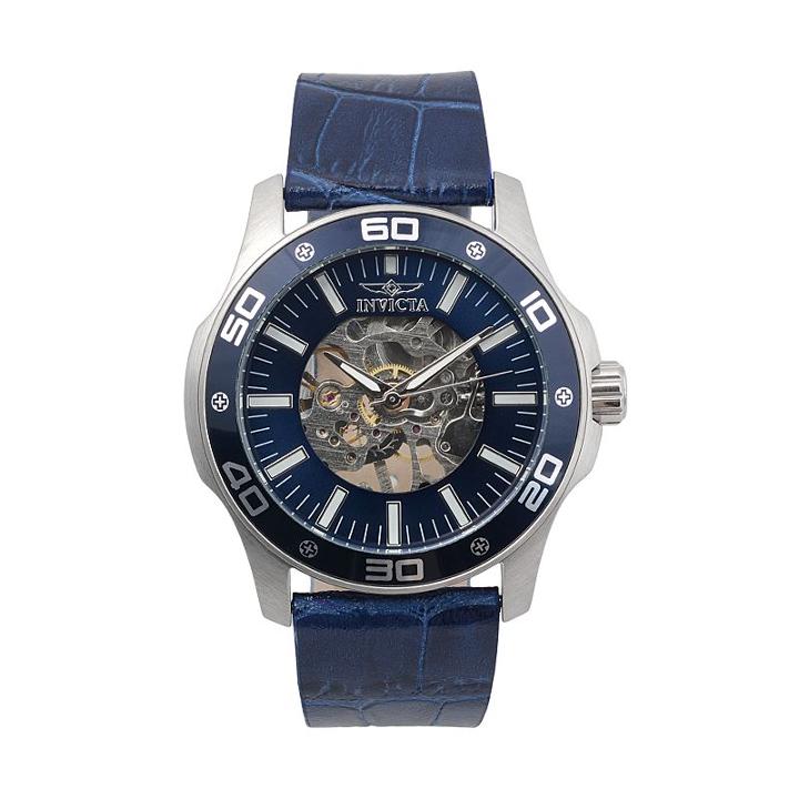 Invicta Men's Specialty Leather Mechanical Skeleton Watch, Blue