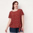 Plus Size Lc Lauren Conrad Front Knot Top, Women's, Size: 1xl, Dark Red
