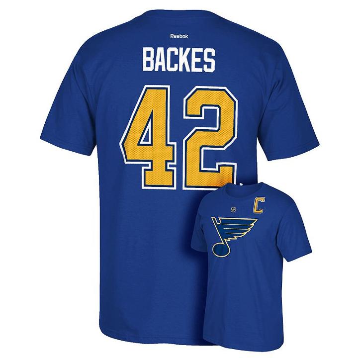 Men's Reebok St. Louis Blues David Backes Premier Tee, Size: Small, Blue