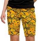 Women's Loudmouth Yellow Abstract Chicken Bermuda Short, Size: 10, Gold