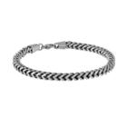 Lynx Two Tone Ion-plated Stainless Steel Wheat Chain Bracelet - Men, Size: 9, Black