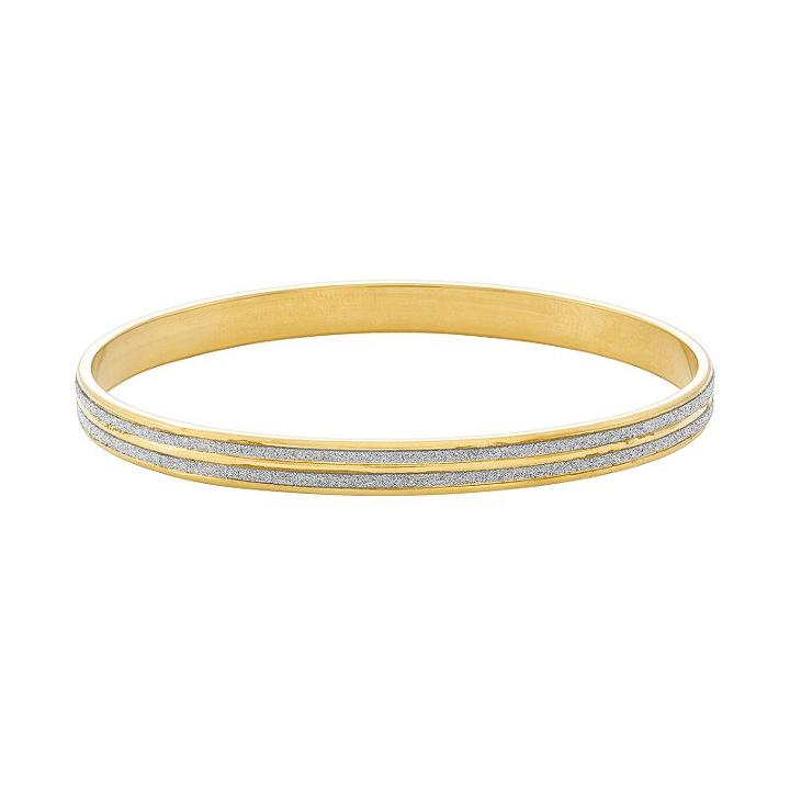 14k Gold Over Silver Textured Bangle Bracelet, Women's, Yellow