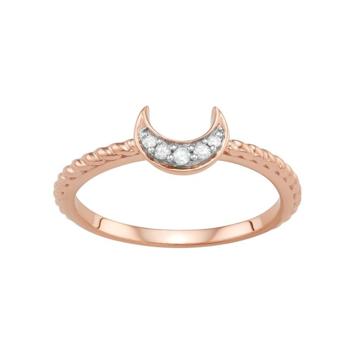 Sterling Silver Diamond Accent Half Moon Ring, Women's, Size: 6, White