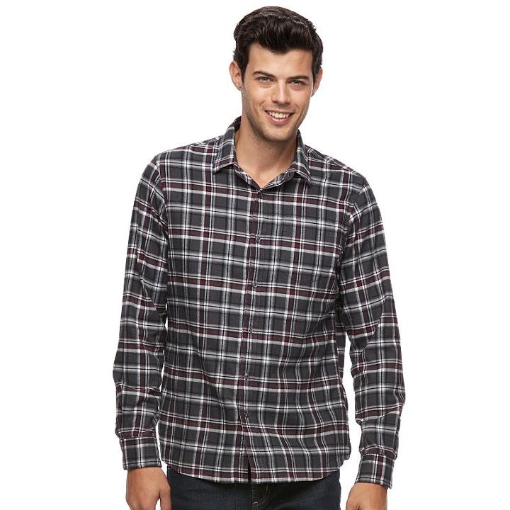 Big & Tall Apt. 9&reg; Modern-fit Plaid Brushed Flannel Button-down Shirt, Men's, Size: 4xb, Red