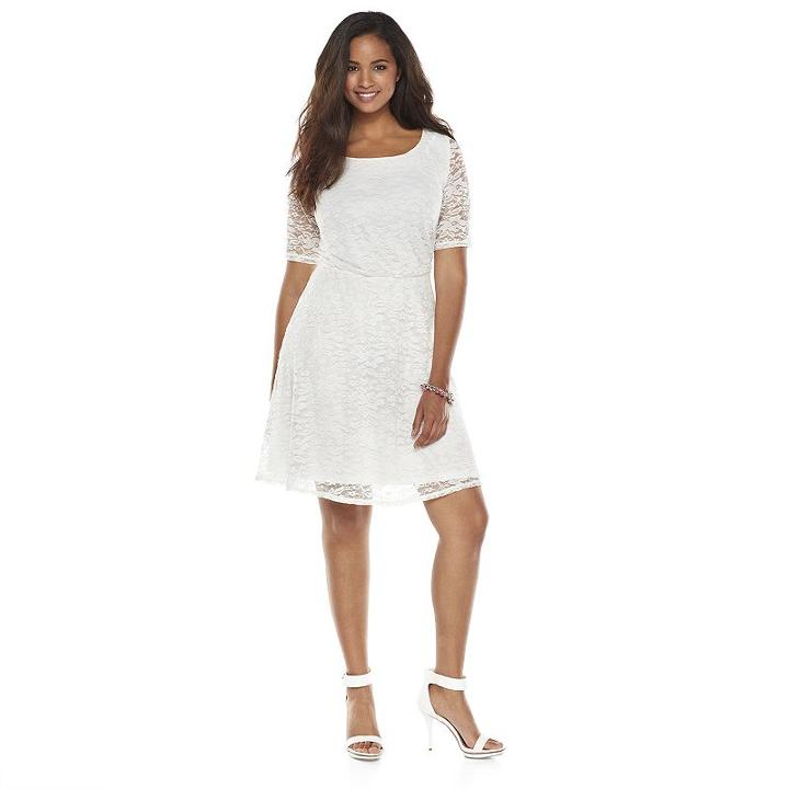 Juniors' Plus Size Wrapper Lace A-line Dress, Girl's, Size: 2xl, Natural
