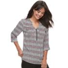 Women's Apt. 9&reg; Georgette Zipper Accent Top, Size: Small, Natural