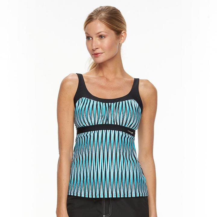 Women's Zeroxposur Printed Empire Tankini Top, Size: 8, Med Blue