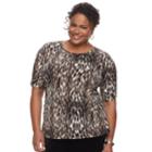 Plus Size Dana Buchman Shirred Elbow Sleeve Top, Women's, Size: 1xl, Black