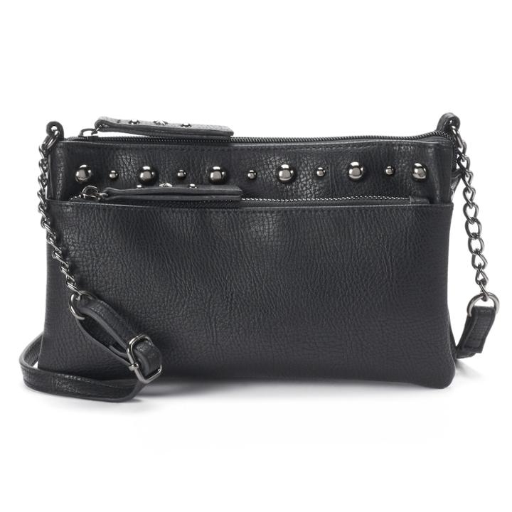 Mudd&reg; Studded Double Entry Crossbody Bag, Women's, Black