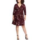 Plus Size Chaps Floral Faux-wrap Dress, Women's, Size: 14 W, Red