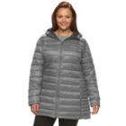 Columbia, Plus Size Frosted Ice Hooded Puffer Jacket, Women's, Size: 3xl, Med Grey