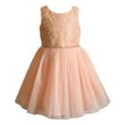 Girls 4-6x Youngland Glitter Soutache Lace Dress, Size: 4, Pink