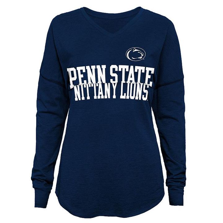 Juniors' Penn State Nittany Lions Split Long-sleeve Tee, Women's, Size: Large, Blue (navy)