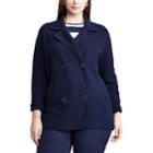 Plus Size Chaps Combed Cotton Sweater Blazer, Women's, Size: 3xl, Blue