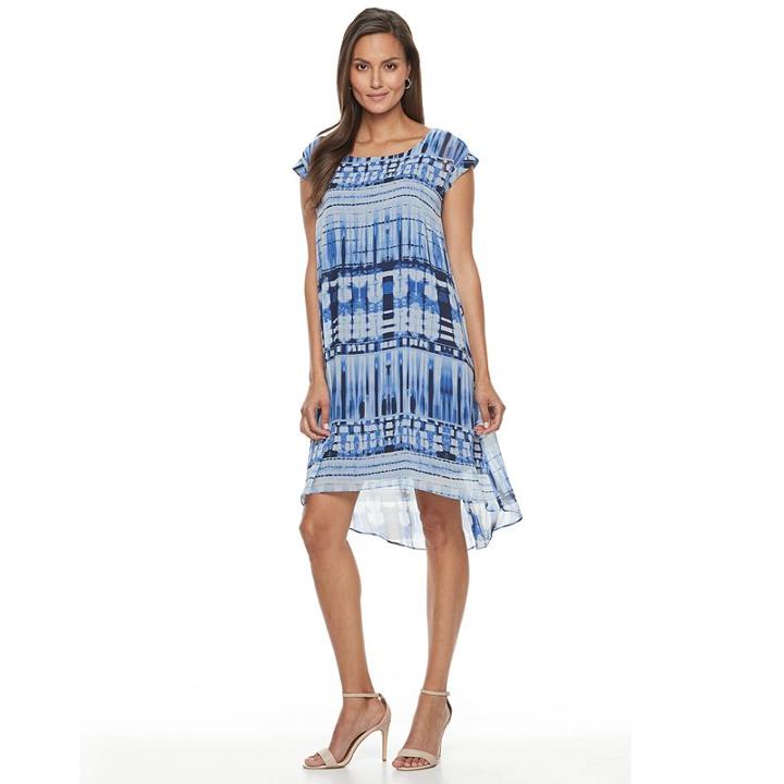 Women's Dana Buchman Printed Crepe Popover Dress, Size: Xl, Lt Purple