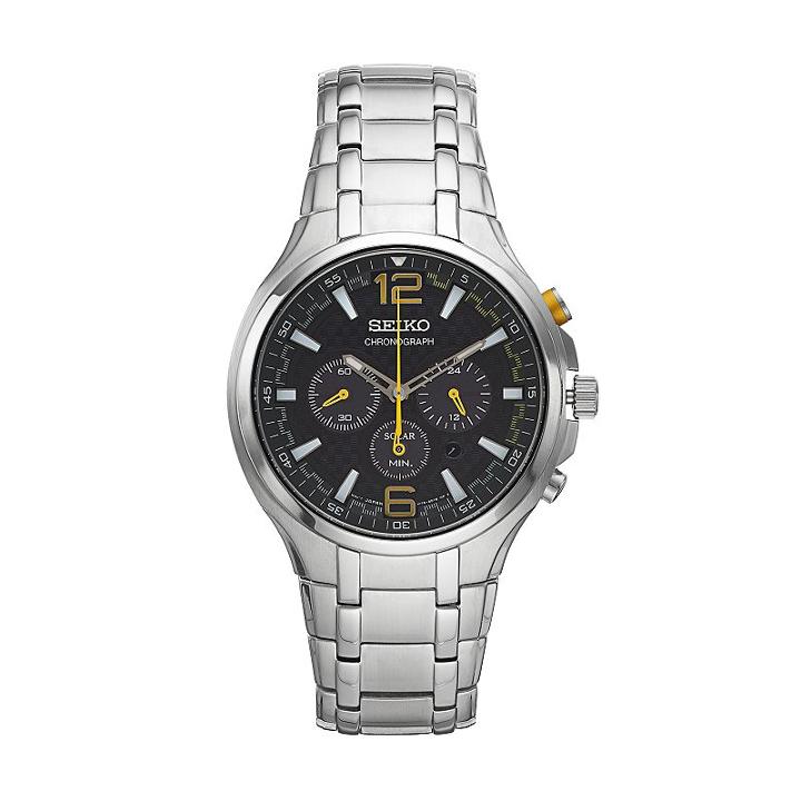 Seiko Men's Recraft Stainless Steel Solar Chronograph Watch - Ssc449, Size: Large, Silver