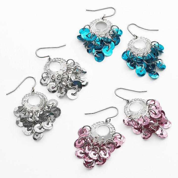 So Silver Tone Chandelier Earring Set, Girl's, Multicolor