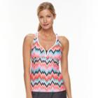 Women's Zeroxposur Zigzag Mesh Racerback Tankini Top, Size: 8, Green Oth