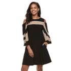 Women's Nina Leonard Oversized Sleeve Cold-shoulder Dress, Size: Large, Dark Grey