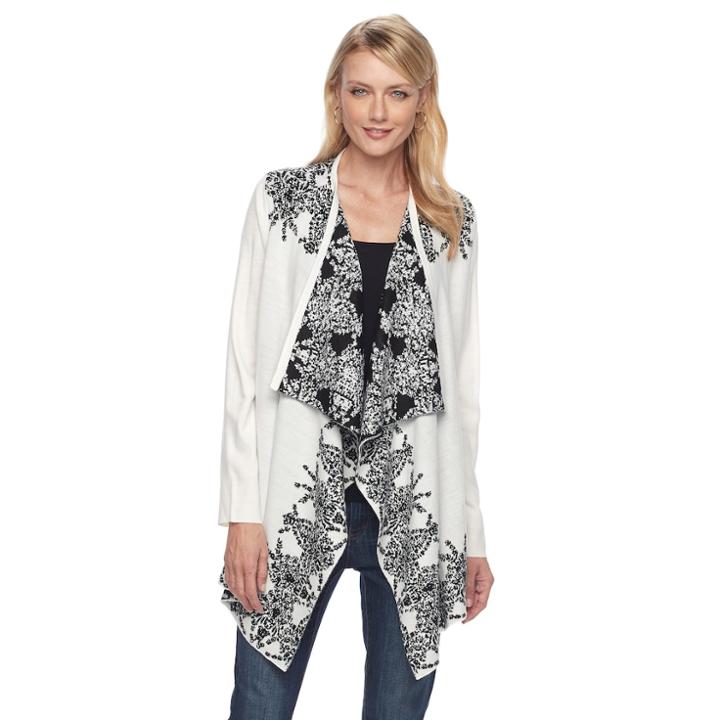 Women's Napa Valley Geometric Jacquard Cardigan, Size: Medium, Natural