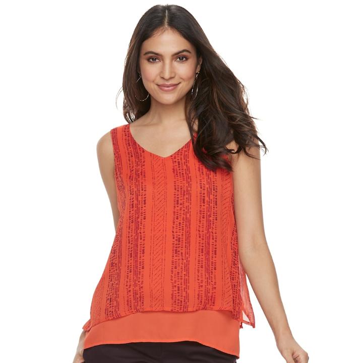 Women's Apt. 9&reg; Chiffon Popover Tank, Size: Large, Drk Orange