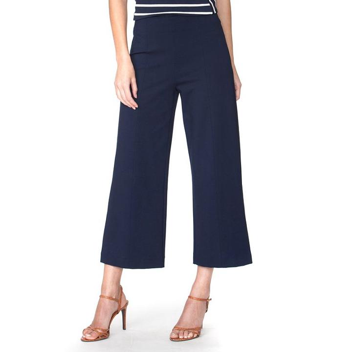 Women's Chaps Crop Wide-leg Ponte Pants, Size: Large, Blue (navy)