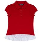 Girls 4-16 Chaps School Uniform Ruffled Polo, Size: 12-14, Red