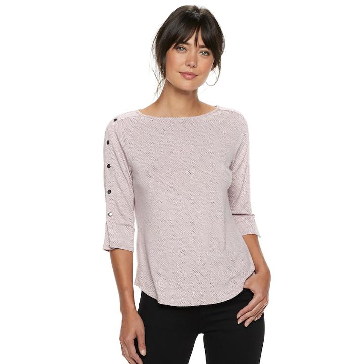 Women's Apt. 9&reg; Faux-button Boatneck Tee, Size: Xxl, Lt Purple