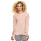 Madden Nyc Juniors' Lace Up Long Sleeve Sweatshirt, Teens, Size: Small, Brt Pink