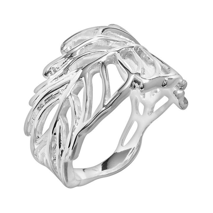 Silver Plate Openwork Leaf Ring, Women's, Size: 6, Grey