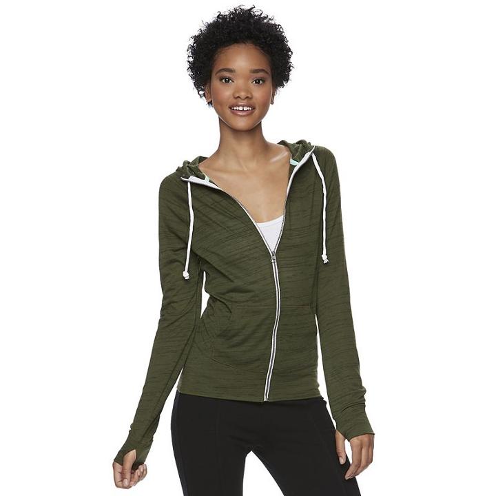 Juniors' So&reg; Space Dye Zip Up Hoodie, Girl's, Size: Xl, Dark Green