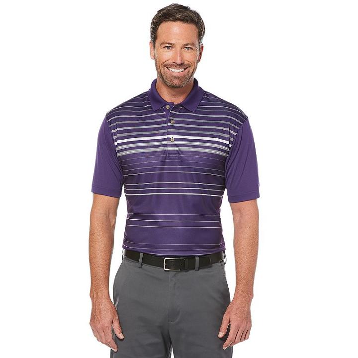 Men's Grand Slam Slim-fit Motionflow 360 Striped Performance Golf Polo, Size: Medium, Purple Oth