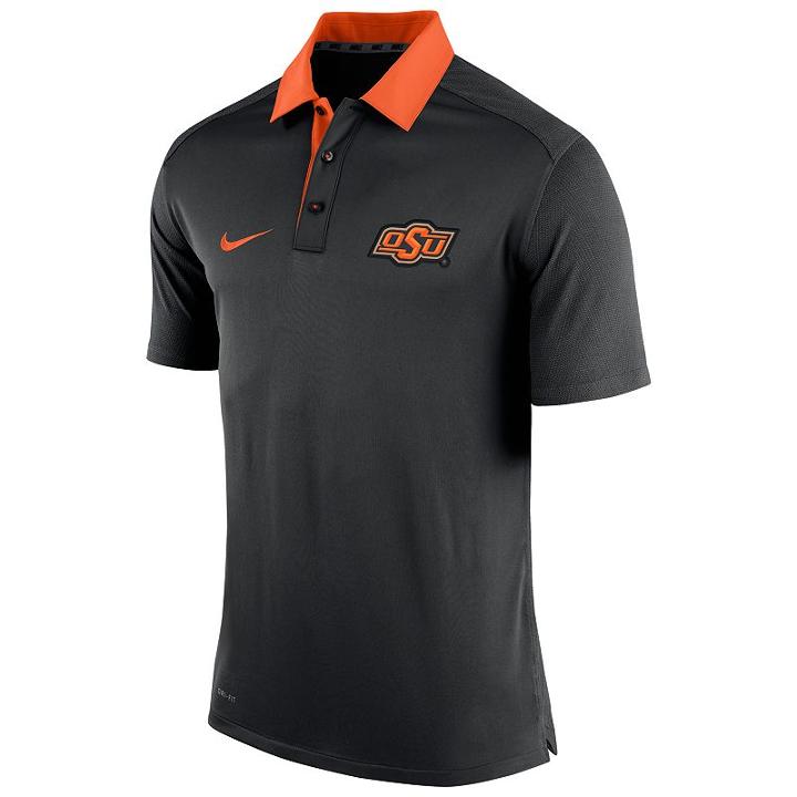 Men's Nike Oklahoma State Cowboys Elite Coaches Dri-fit Performance Polo, Size: Medium, Black
