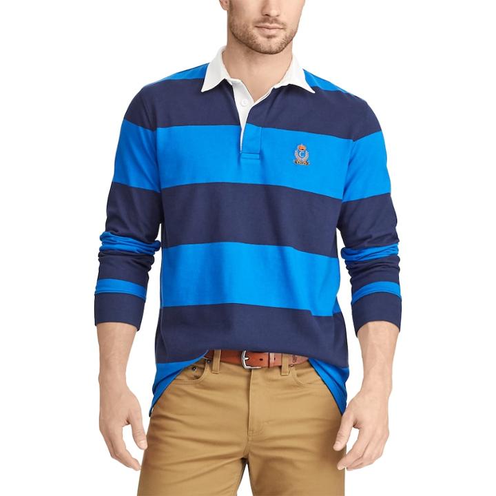Men's Chaps Classic-fit Rugby Shirt, Size: Medium, Blue (navy)