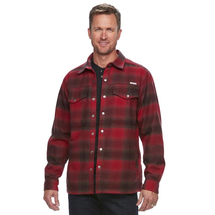 Men's Columbia Fireside Flame Ii Plaid Shirt Jacket, Size: Xl, Dark Red